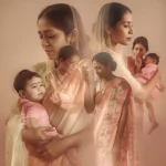 Emotional Narrative of Indian Motherhood Stages Overlapping | saree profile pic ai prompt