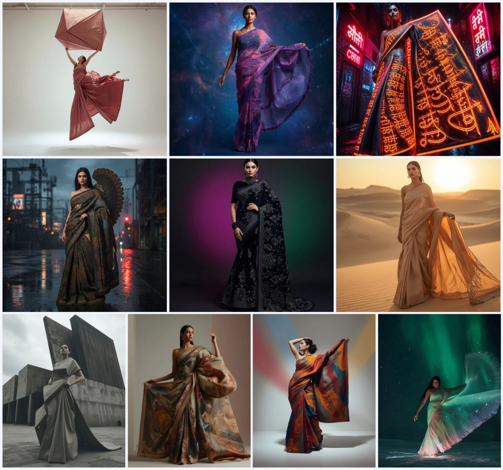 Top 10 Artistic Draping Saree AI Prompts for Avant-Garde Fashion Photography | saree prompt for chatgpt for girl