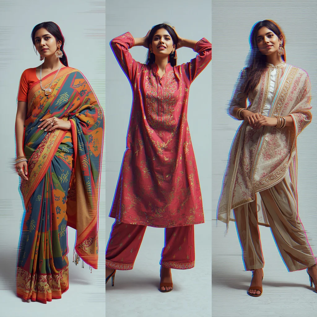 A Glitch Art Collage: Digital Distortion in Traditional Wear — AI image prompt