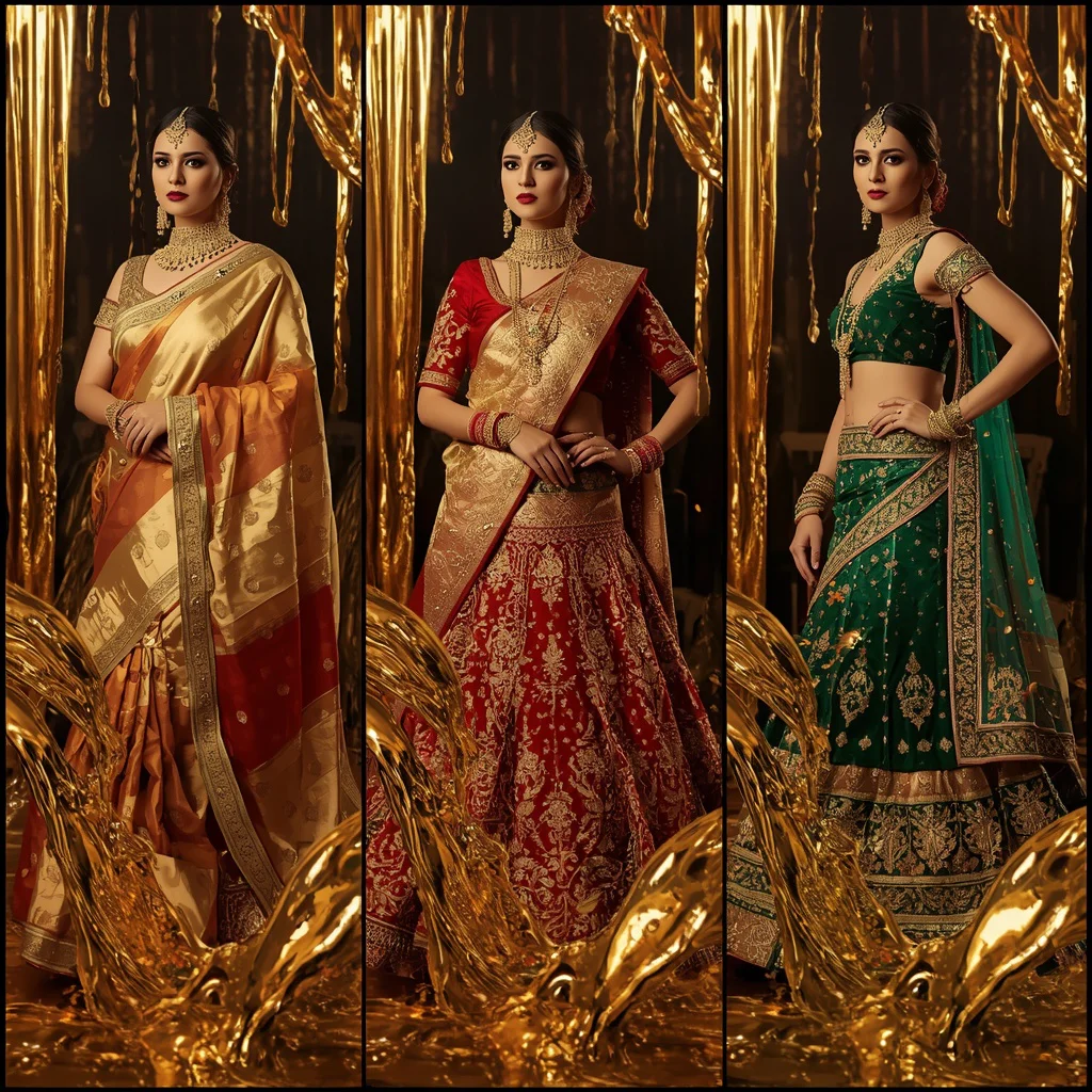 A Liquid Gold Cascade Collage: Flowing Luxury and Radiance — AI image prompt