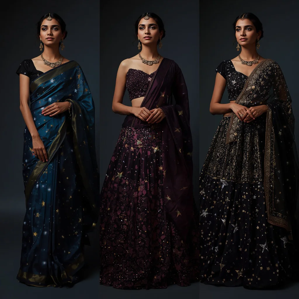 A Starlight Projection Collage: Celestial Patterns on Fabric — AI image prompt
